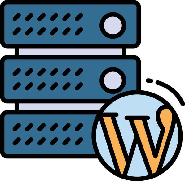 WordPress logo with servers
